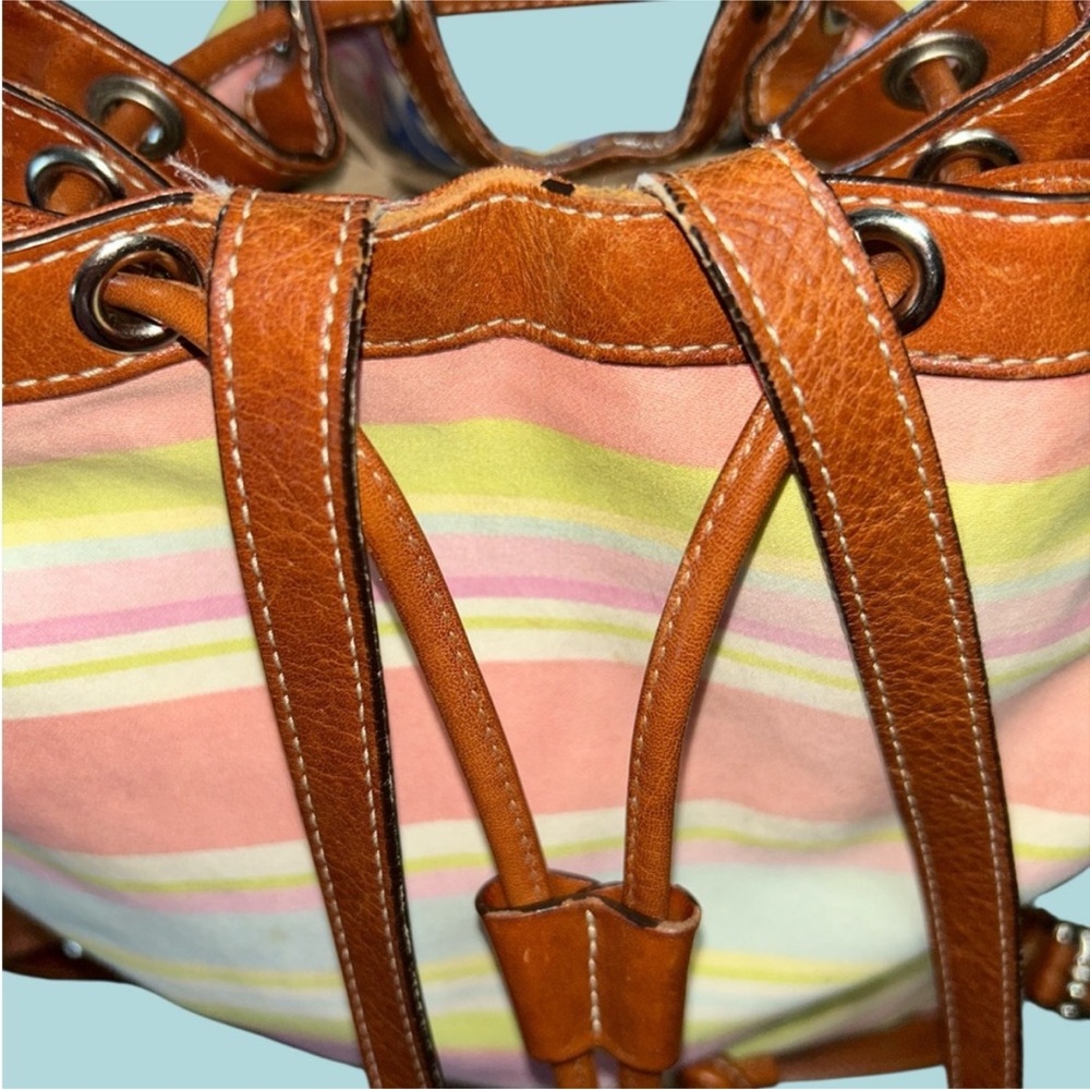 Coach Hampton Watercolor Stripe Canvas Backpack - Picture 10 of 12